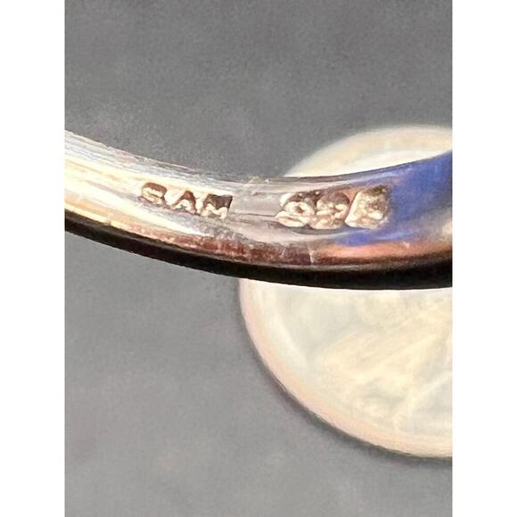 Vintage sky and Swiss blue topaz sterling silver ring size 7 - Picture 4 of 15